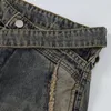 Jeans pour hommes PFNW High Street Lavage à la mode Patchwork en détresse Taille droite Bord brut Conception Pantalon en denim ample 12Z4176 230823