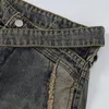 Men S Jeans Pfnw High Street Trendy Myanie w trudnej sytuacji Patchwork Prosta talia Raw Edge Design Loose Denim Pants 12Z4176 230823