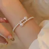 Link bransoletki koreańskie romantyczne imitacja Pearl Open Bransoletę dla kobiet dziewczyny eleganckie imprezowe biżuterię Prezenty ślubne E845