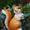 Garden Decorations Home Decoration Solar Resin Animal Ornaments Outdoor Courtyard Lawn Landscape Cute Squirrel Night Light Handmade Crafts