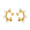 Boucles d'oreilles en acier inoxydable, perle blanche, or, Design de mode, charmant cerceau Simple, cadeaux pour filles et femmes, N832