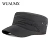 Berets wuaumx Casual militaire hoeden voor mannen vrouwen platte top cap lente zomer leger solide zon hoed verstelbare Kapelusz 230822