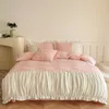 Bedding Sets Pink Twisted Flower Stereoscopic Rose Velvet Fleece Pleat Ruffles Princess Set Duvet Cover Bed Sheet Pillowcases