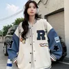 Jackets femininas Retro costura de letras bordadas uniforme de beisebol outono e inverno estilo coreano sole allmatch casaco feminino moda ins 230822