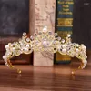 Clip per capelli Crown bianca Shinning Crystal Pearl Tiaras Perle fatte a mano per perle da copricapo per capelli Accessori per matrimoni H1131