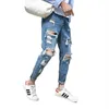 2020 di alta qualità 2020 jeans in difficoltà gigante maschio buco strappato bell'hip hop hop streetweat cowboy harem pantaloni uomini lj200261x