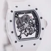 Richardmille Mechanical Automatic Watches Швейцарские знаменитые наручные часы RM055 Белый керамический корпус с полностью выдолбленным циферблатом для Mens Watch Mechanical SW HBS6