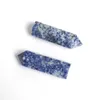 Dekorativa figurer 75mm naturlig blå aragonitsten pelare punkt kristall hexagonal kolonn sceptres malm energi läkande mineralprover