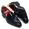 Chaussures habillées Taille 7-13 hommes chaussures habillées noir en cuir verni hommes mocassins avec chaîne noire bout pointu fête de mariage chaussures formelles de luxe 230822