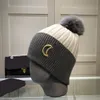 New hat Korean version of autumn and winter wool hat simple letter knitted hat warm couple ear protection hooded cold hat