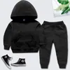 New Clothing Sets Children's Hooded Sweater Men's and Girls' Pure Cotton Two Piece Baby Spring and Autumn Sports Set Print Pattern