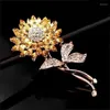 Broches Fashion Rhinestone Bee Sunflower Broche Plant Flower Pin For Woman Party Clothing Accessoires Gift Trendy Decoratie