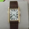 Super Thin Series Top Fashion Quarz Watch Männer Frauen Gold Zifferblatt brauner Lederband Armbanduhr Klassische Rechteck Design Kleid Uhr 2633