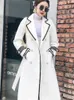 여성 양모 블렌드 흰색 모직 코트 여성 미드 길이 가을 윈터 재킷 영국 헵번 두꺼운 슬림 한 검은 더블 브레스트 트렌치 230822