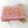 Chopsticks 9X12cm Heart Printed Pink Organza Bags Jewelry Pouch Wedding Favors Candy
