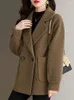 Ternos femininos UNXX Blazer Women Winter Winter Khaki Curto Pano de Lã Curta