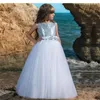 Girl Dresses Puffy Simple Flower Silver Sequin Top With Belt Sleeveless For Wedding Birthday Party Banquet Princess Gown