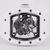 Richardmille Mechanical Automatic Watches Swiss有名な腕時計RM055白いセラミックケース完全に空洞化されたダイヤルとメンズウォッチマニュアルメカニカルSW HBS6