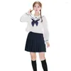 Kläder sätter brittiska koreanska japanska skoluniform set college vind fashionabla långärmad kvinnliga studenter som utför kostym