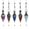 Kolye Kolyeler Moda 1 PC Çakra Kristal Reiki Şifa Altıgen Neckalce Taş Kivinasyon Scrying Wicca Sarkaç Terapisi