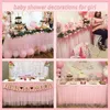 Other Event Party Supplies 6ft White Tulle Table Skirt For Rectangle Round Ruffle Tutu Tablecloth Wedding Baby Shower Birthday Decor 230822