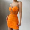 Verão 2023 New Mody Designer Mesh Chain Solid Fit Plaged Dress Dress D906