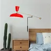 Wandlampe G1 Vintage Red Green Lampenschirm Winkelanpassung Retro Metall E27 Glühbirne für Schlafzimmer Lesen Café Dekoration Licht