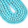 Pärlor 6/8/10mm Natural Blue Gold Line Turquoises Stone Round Loose For Jewelry Making DIY Necklace Armband Accessory