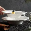 Dishes Plates White plate deepened ceramic fine touch tableware Western dinner Deep Japanese soup bowl with two ears 230822