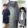 Kläderuppsättningar 2023 Korea tonåringar pojke barn ribbade löst kläder set skjortor 2 st sommar barn avslappnad kort ärm baby 230823
