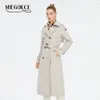 Women s Suits Blazers MIEGOFCE 2023 Spring Autumn Lapel Women Long Trench Coat Solid Color Belt Scarf Double Breasted Windbreaker F23827 230822