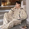Men's Sleepwear Autumn Winter Su Velveteen Pajamas Sets Male Coral Fleece Pijama For Men Loune Suits Omewear Fasion
