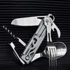 Multipurpose Knife Outdoor Camping Picnic Cutlery Travel Portable Folding Knife Fork Spoon Combination Knife Wine Bottle Opener HKD230812