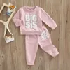 Set di abbigliamento 0-5 anni Autunno neonate Sorella Set di vestiti adorabili Lettera stampata a maniche lunghe Pullover Felpa + Pantaloni