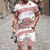 Herren-Trailsuiten 2 Stück abstrakte Pflanzenblätter Sets 3D-Druck Kurzarm T-Shirt Strand Shorts Set Streetwear Casual Hosen Anzüge