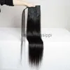Perucas sintéticas gemlong 12 "28" rabo de cavalo reto fez um envoltório mágico em torno do clipe em ponytail Remy Brasil Human Hair X0823