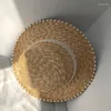 Ball Caps Internet Celebrity Ins Pearl Straw Hat Hepburn Style Fashion Sunshreen Sunshade Flat Top