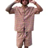 Men's Tracksuits Sets Matching Short Sleeved Plaid Shirt Fashionable Casual Set Large Size Male Clothing 230822
