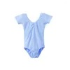 Stage Wear Cotton Spandex Ballet -turnpak voor meisjes Kinderen Kort Mouw Danswear Jurk Solid Color Gymnastics Tuchards Rok