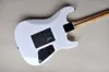 6 Strings White Left Hand Electric Guitar with Humbuckers Pickups Floyd Rose Maple Fretboard Customizable