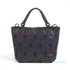 Shoulder Bags Luminous Bag Geometry Diamond Tote Folding For Women Laser Plain Handbags Hologram Female Purse Bolso