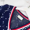 designer kids cardigan fashion Grid letter jacquard baby sweater Size 90-140 CM Long sleeved V-neck Knitted Jacket Aug22