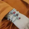 Link Armbänder Thai Silber Farbe Mode Vintage kleiner Glocken Rot Stein Charme Armband für Frauen Männer High-End-Design-Trend-Schmuckbänder