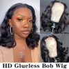 Glueless Wig Human Hair220％密度ボブヘアウィッグヒューマンヘア4x4ボディウェーブ閉鎖人間の髪のかつらプリックプリカットヘアライン