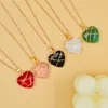Подвесные ожерелья Кристаллическое стильное ожерелье Золотое цвет многоцветный сердечный ошейник для женщин -ювелирных подарков для женщин в длину 45 см 1 штука