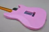 Guitare électrique rose à 6 cordes, main gauche, avec Pickups SSS, Pickguard blanc personnalisable