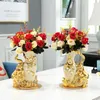 2020 Estilo europeu Cerâmica Golden Swan Vase Mesa de jantar Acessórios para decoração de casa Creative Vasos de elefante dourado HKD230823