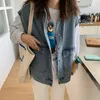 Giubbotti femminili da donna Giacca di jeans da donna 2023 Streetwoetwear Vintage Vintage Basic Woman Korean Sleeveless Paod Harajuku Cargo