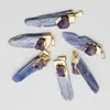 Anhänger Halsketten natürliche rohe Ore -Blau -Kristallstangen Amethysten Halskette Anhänger unregelmäßiger Degauschschmuck Großhandel 7pcs/ Los