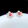 Orecchini per borchie Colife Jewelry 925 Snow Flake 3mm 4mm Natural Ruby Emerald Sapphire Fashion